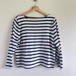 J.Crew Size XL Mariner Cloth Classic Boatneck in Ivory and Navy Stripe